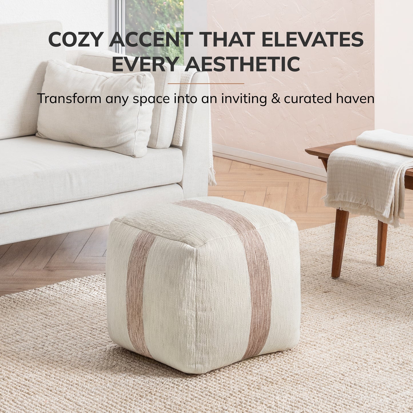 Windsor Pouf - Ivory Mocha Bisque