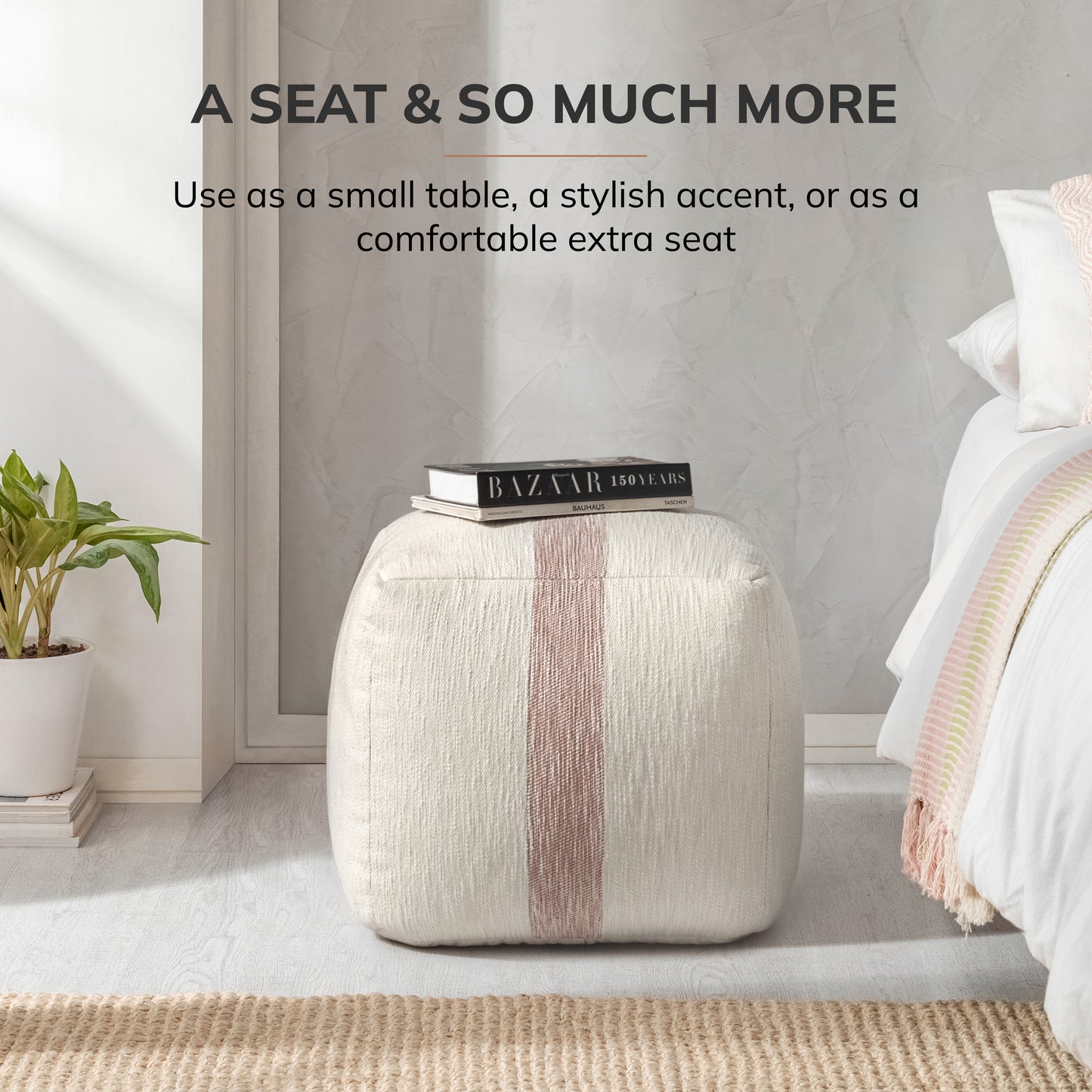 Windsor Pouf - Ivory Mocha Bisque