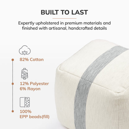 Windsor Pouf - Ivory Gray