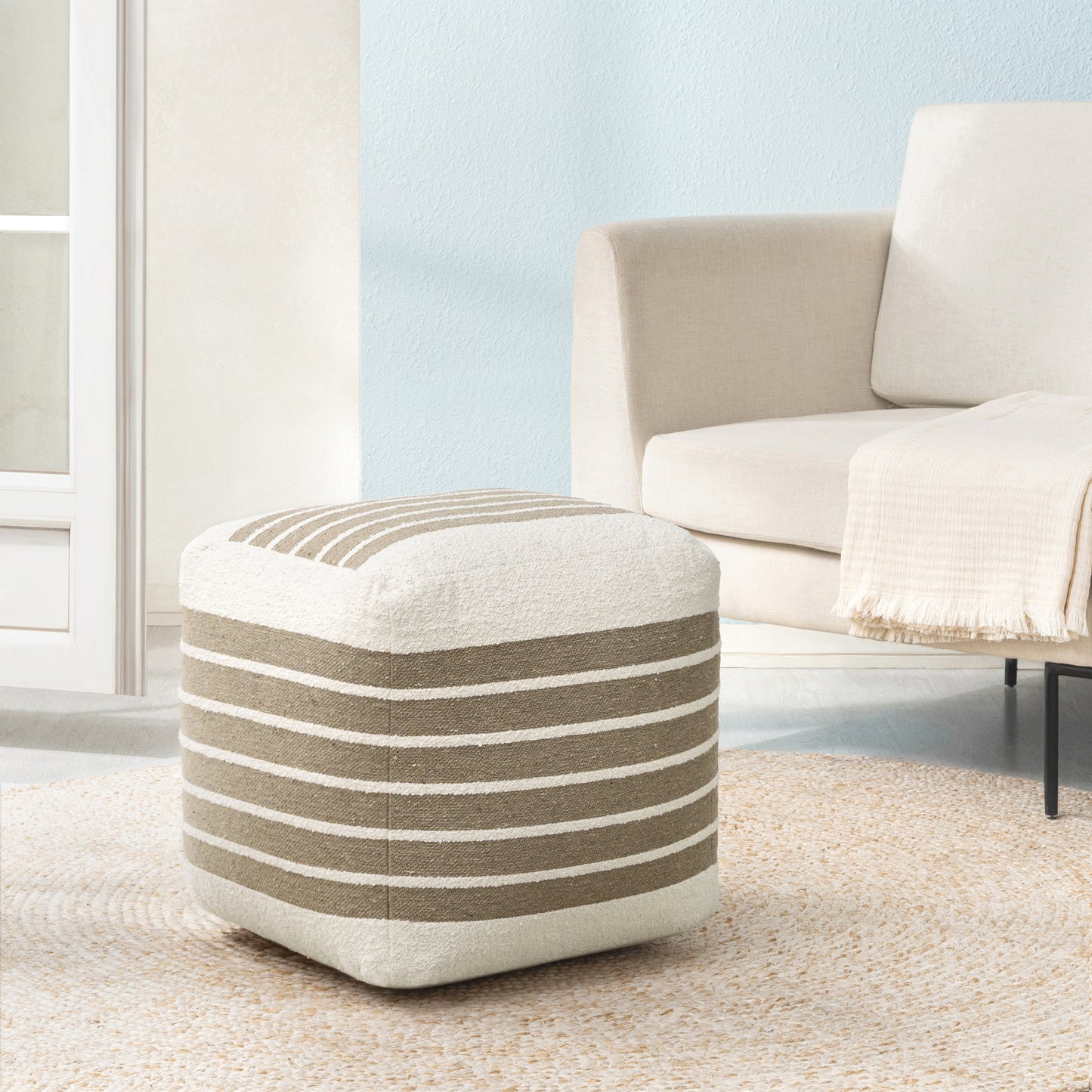 Enfield Pouf - Ivory Natural