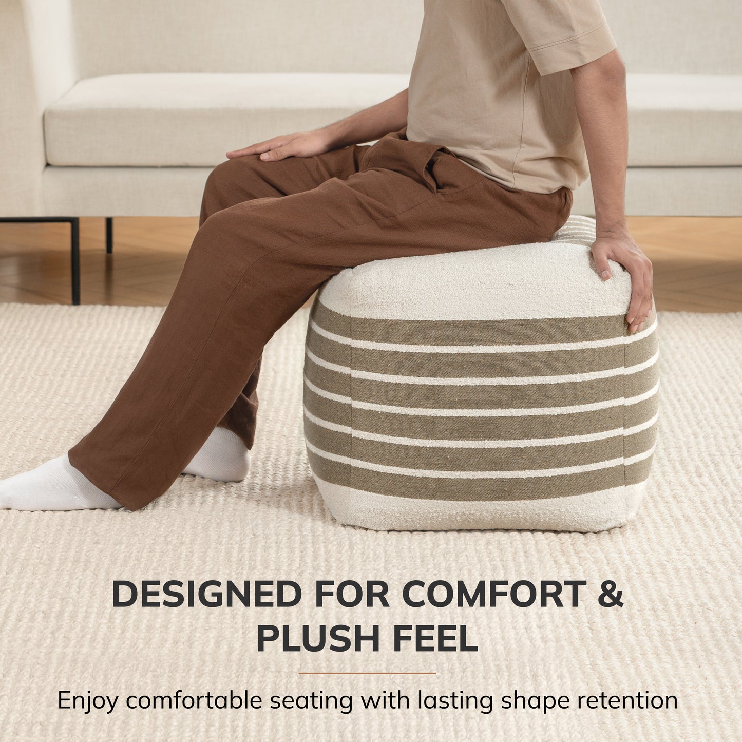 Enfield Pouf - Ivory Natural