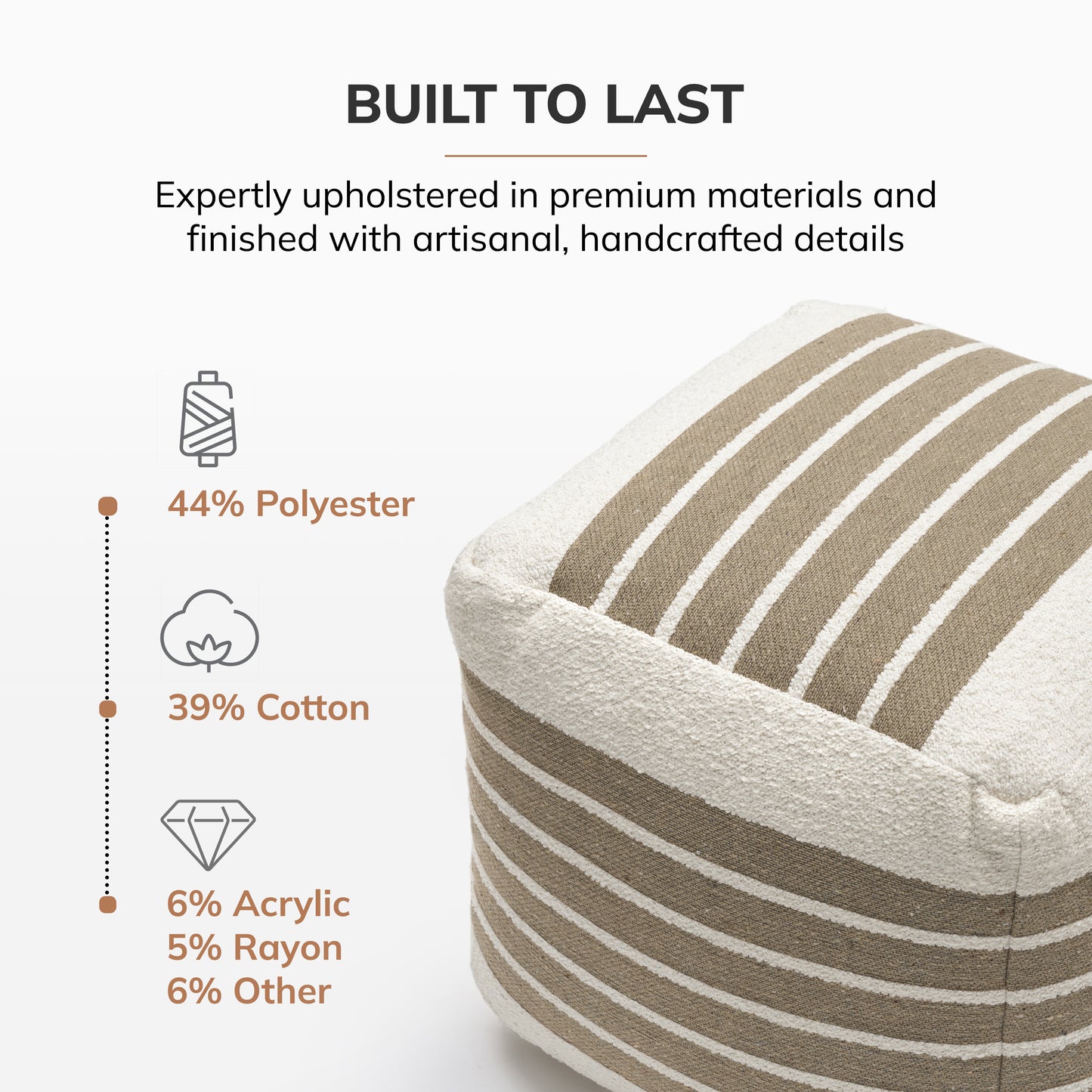 Enfield Pouf - Ivory Natural