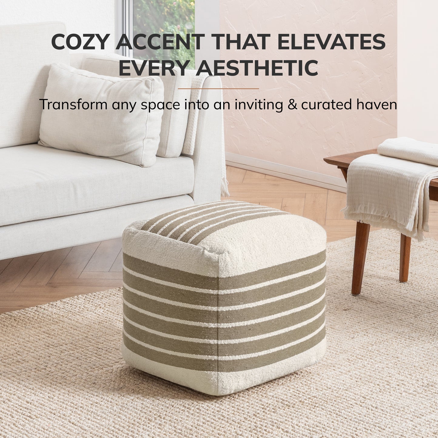 Enfield Pouf - Ivory Natural