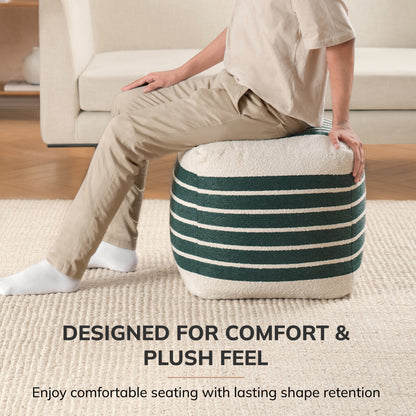 Enfield Pouf - Ivory Green