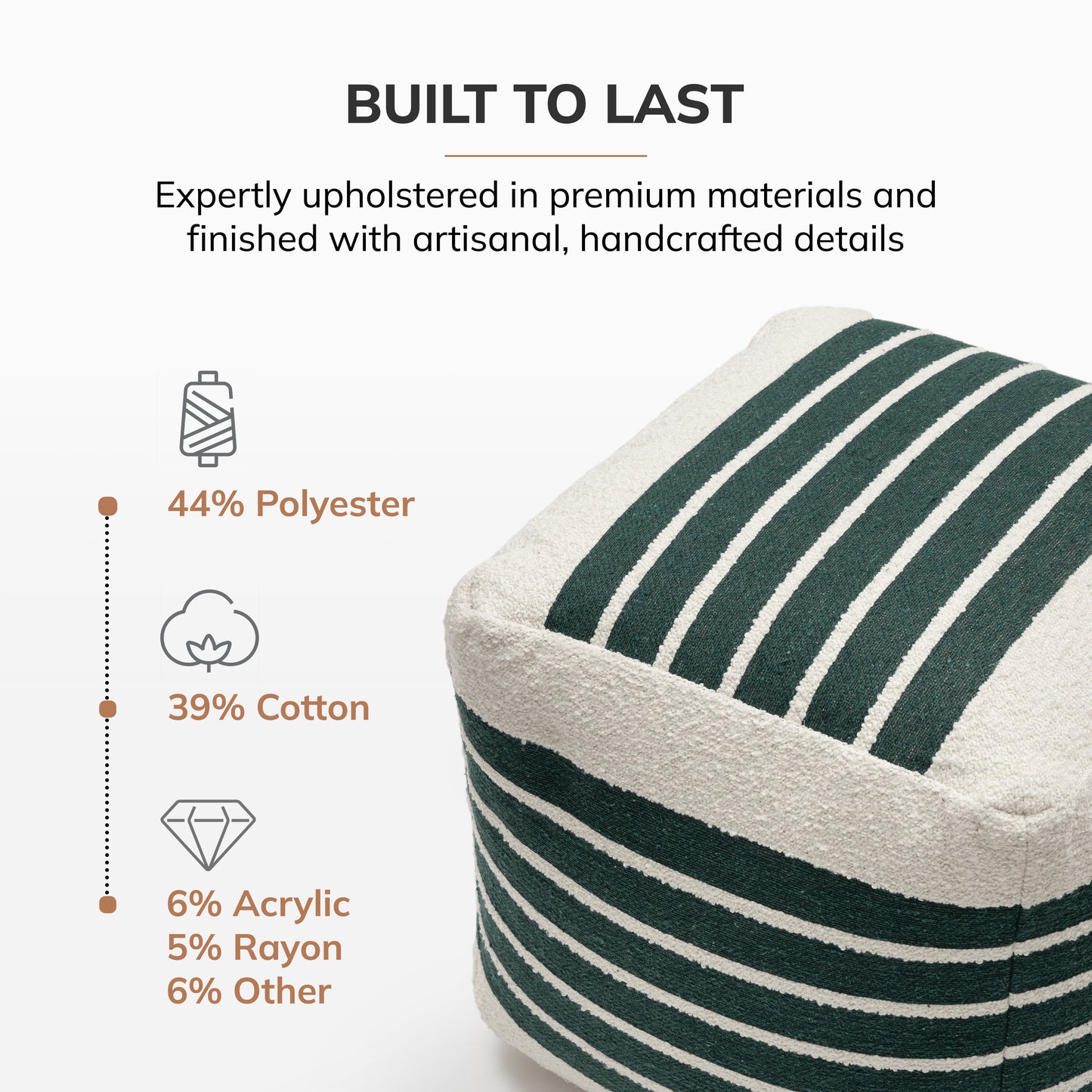 Enfield Pouf - Ivory Green