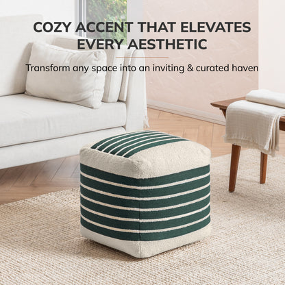 Enfield Pouf - Ivory Green