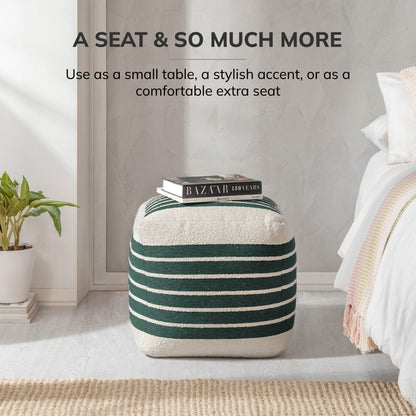 Enfield Pouf - Ivory Green