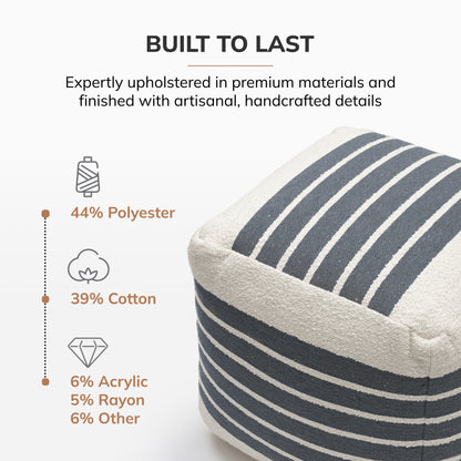 Enfield Pouf - Ivory Gray