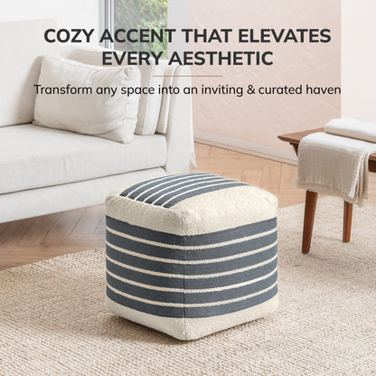 Enfield Pouf - Ivory Gray