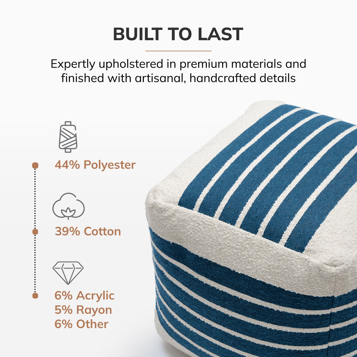 Enfield Pouf - Ivory Sailor Blue