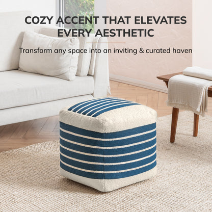 Enfield Pouf - Ivory Sailor Blue
