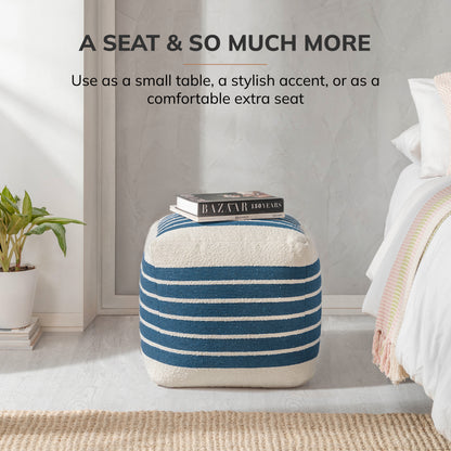 Enfield Pouf - Ivory Sailor Blue