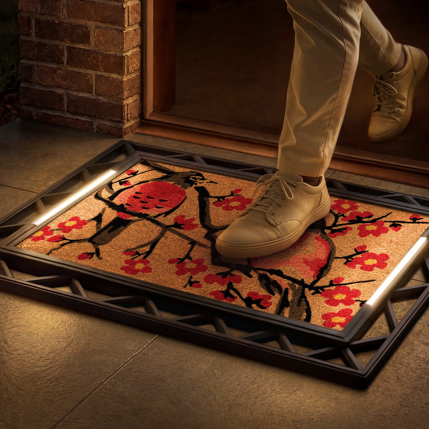 Contemporary BriteStep Doormat™ - Floral Robin Bird