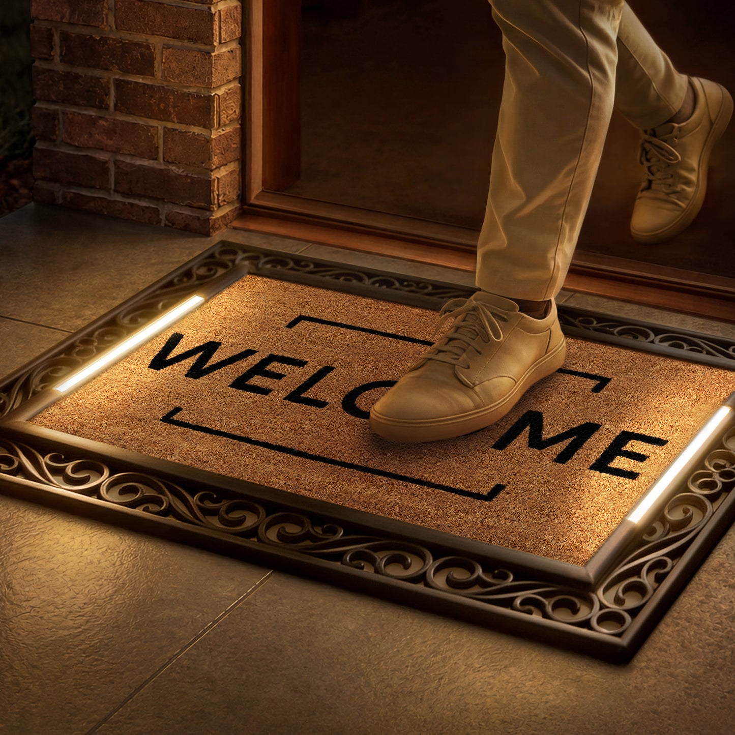 Scroll BriteStep Doormat™ - Simple Welcome Framed