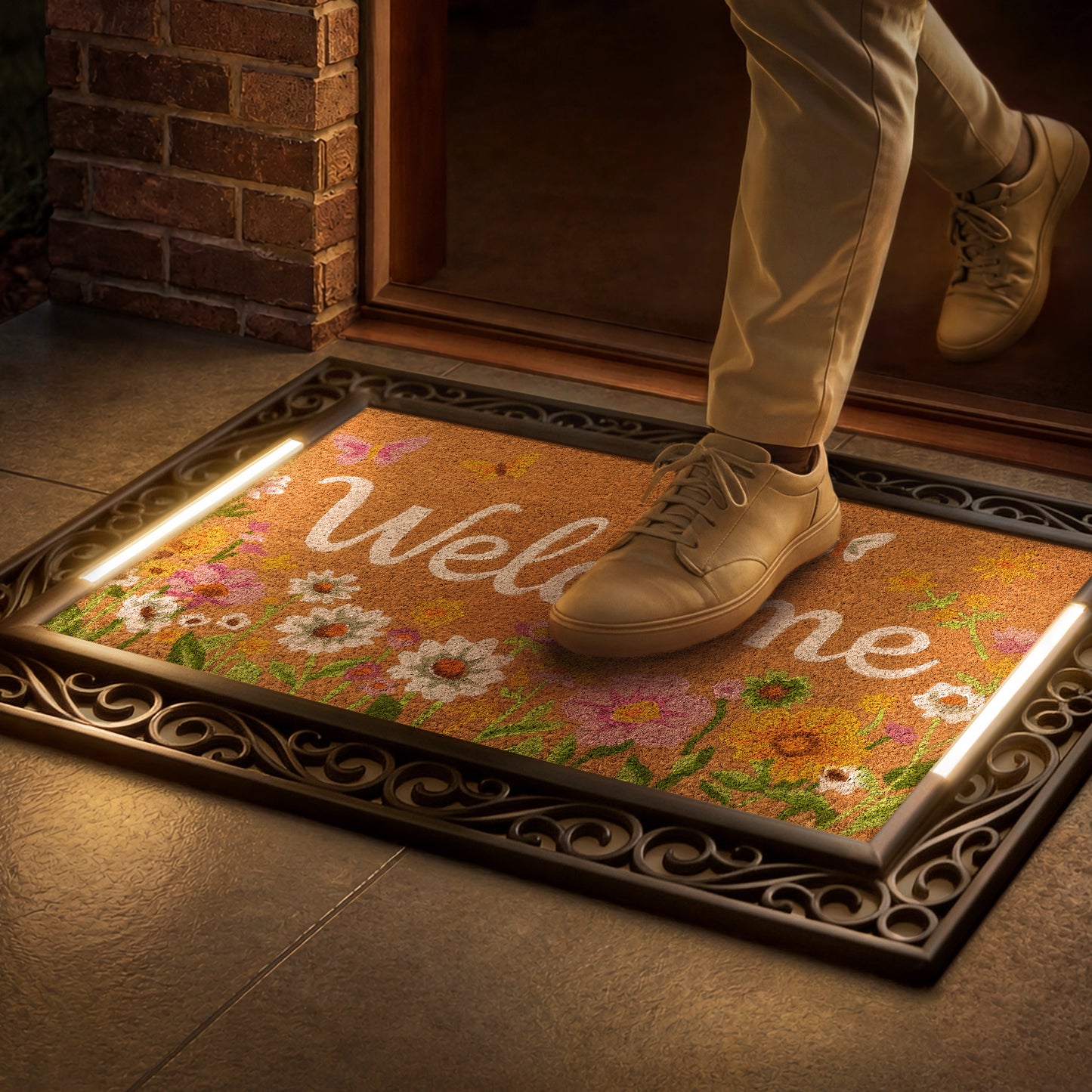 Scroll BriteStep Doormat™ - Floral Wildflower Welcome