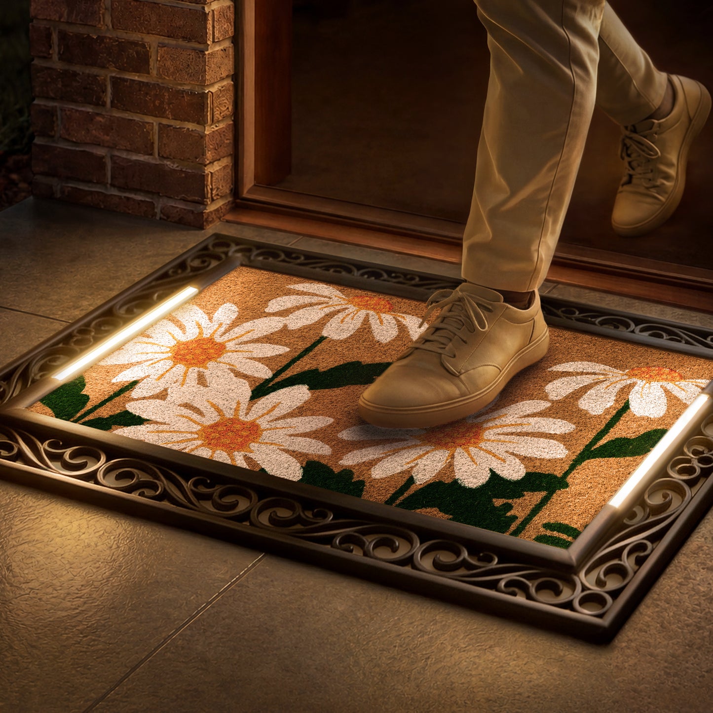 Scroll BriteStep Doormat™ - Floral Daisy