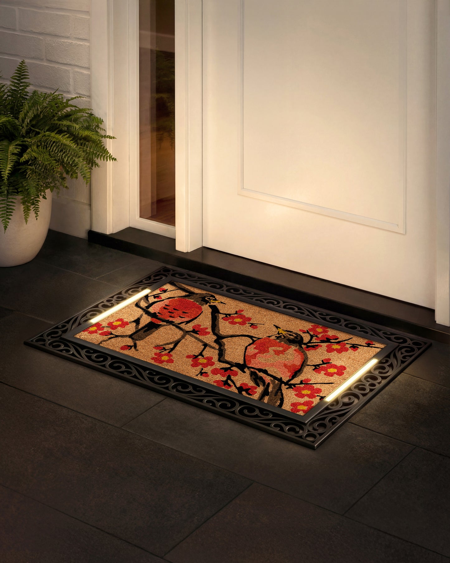 Scroll BriteStep Doormat™ - Floral Robin Bird