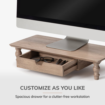 Greuze Monitor Stand With Drawer