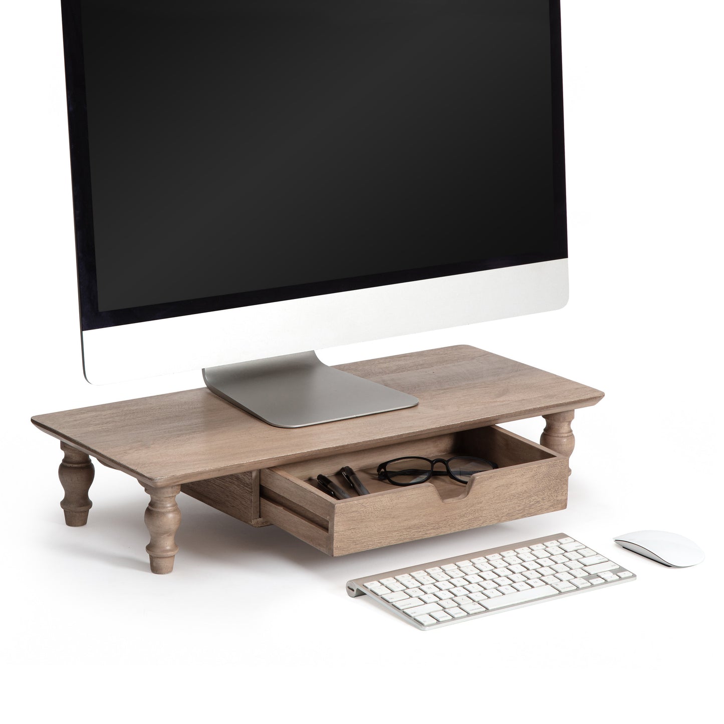 Greuze Monitor Stand With Drawer