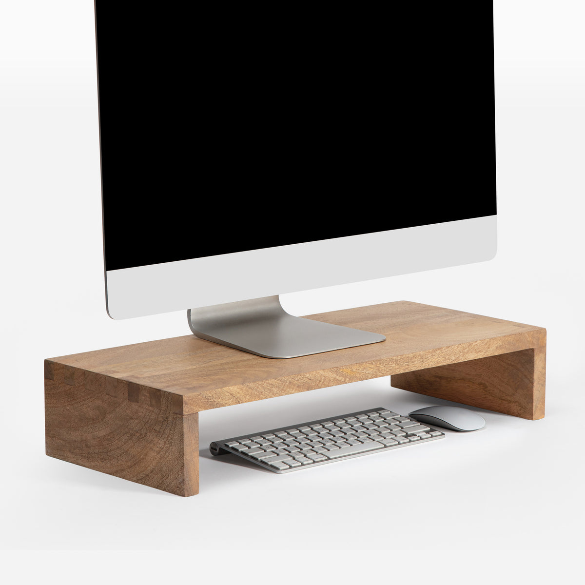 Cheret Natural Mango Wooden Monitor Stand With Straight Legs USB Ports ...