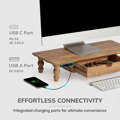 Raoux Monitor Stand With Drawer