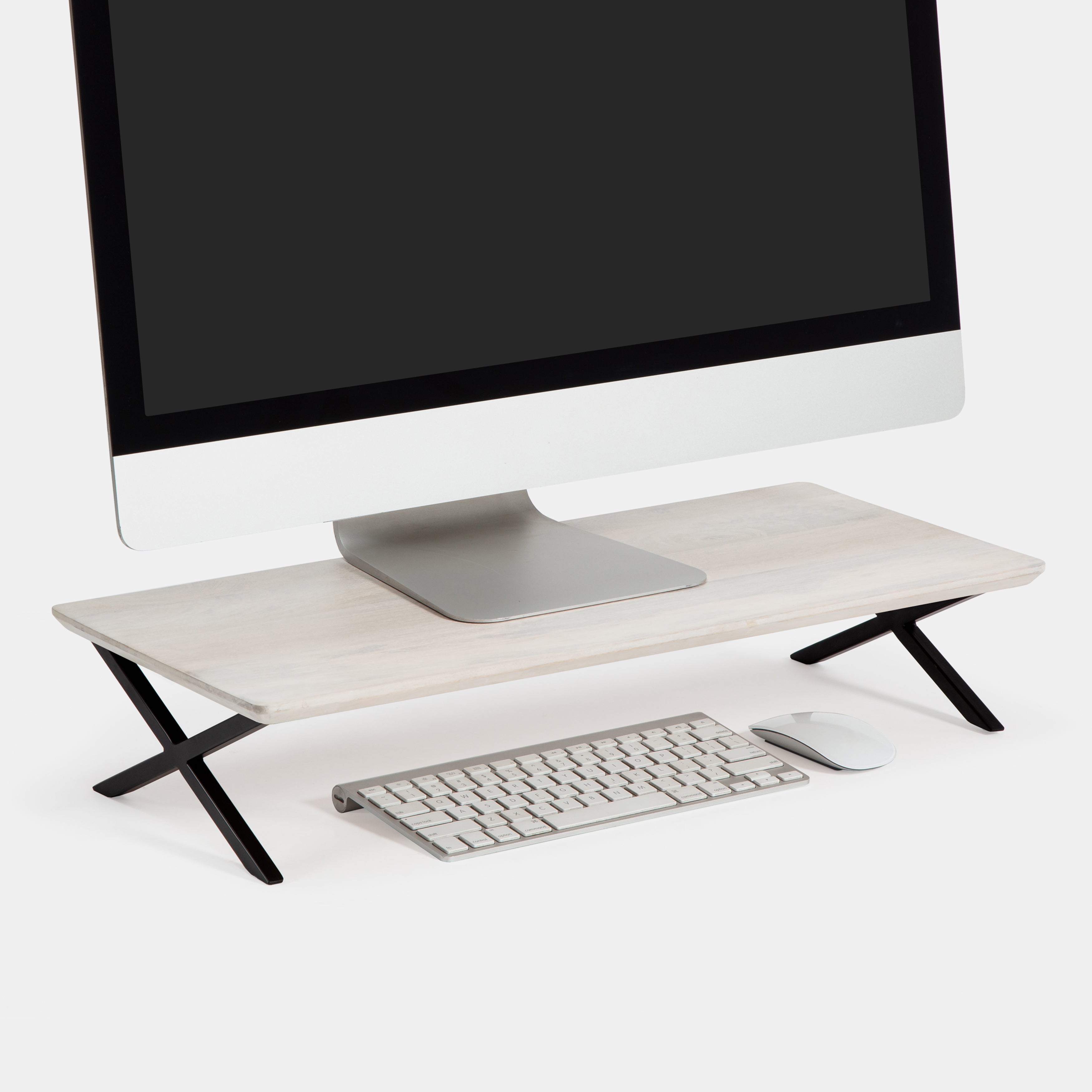 Nabis Whitewash Wooden Monitor Stand With Metal Legs USB Ports – Anji ...