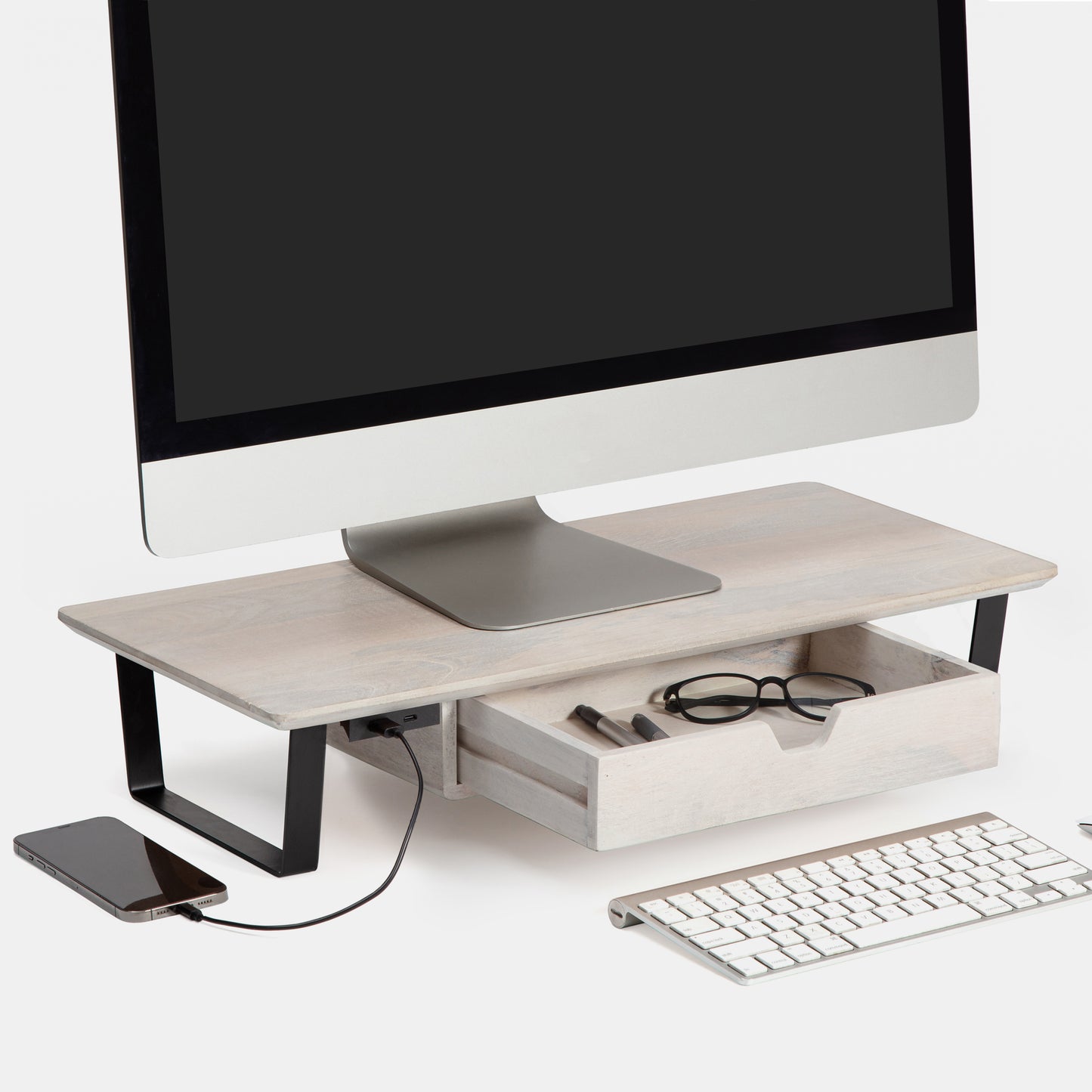 Oudry Monitor Stand With Drawer