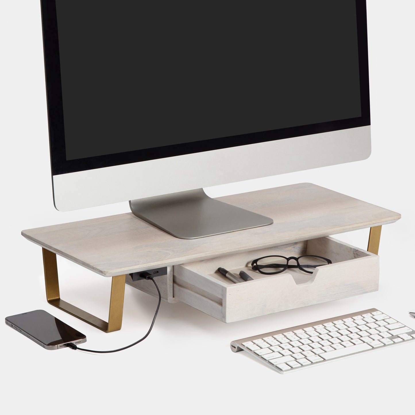 Oudry Monitor Stand With Drawer