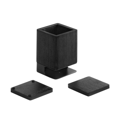 Mango Wood Desk Organizer & Coaster Set | Black/Black