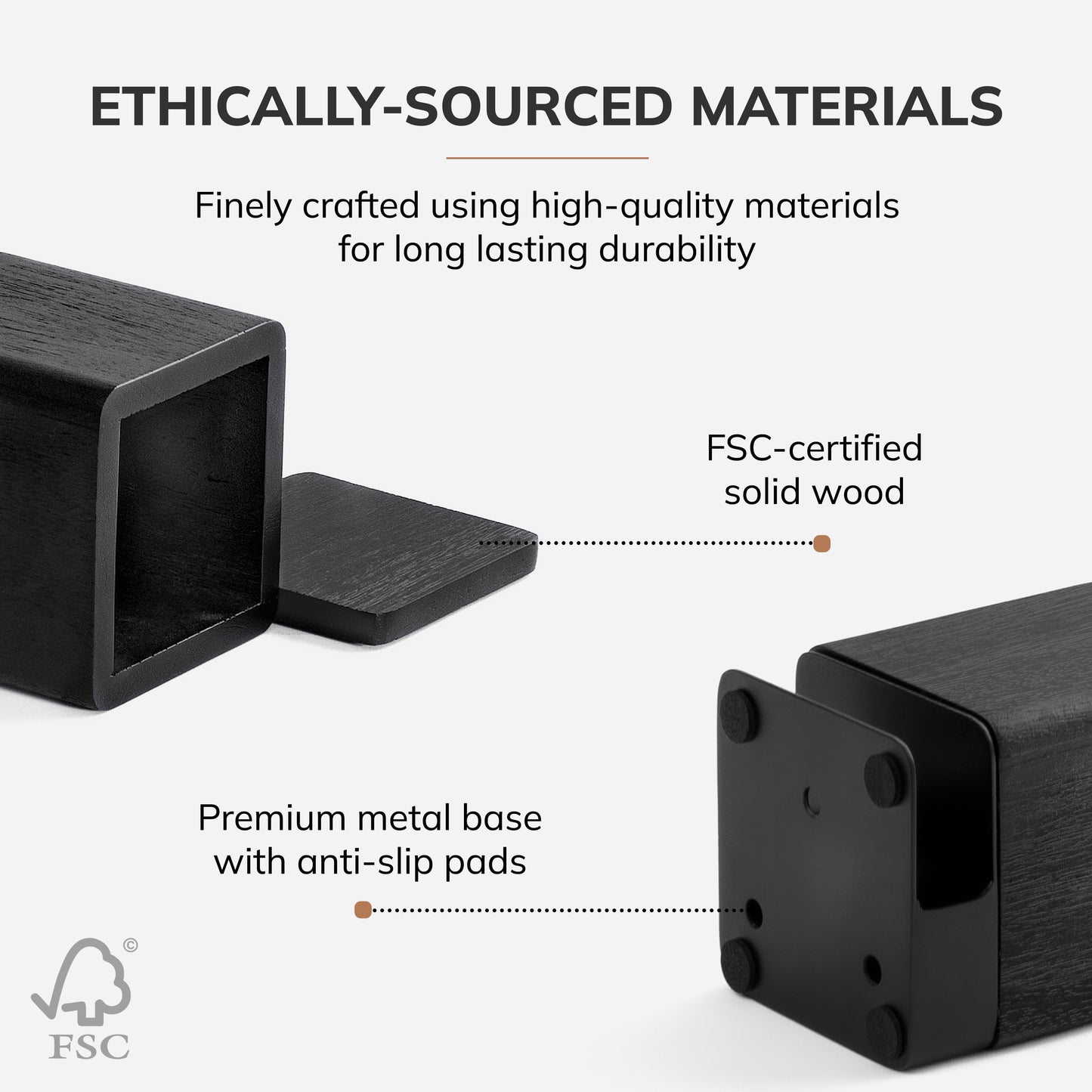 Mango Wood Desk Organizer & Coaster Set | Black/Black