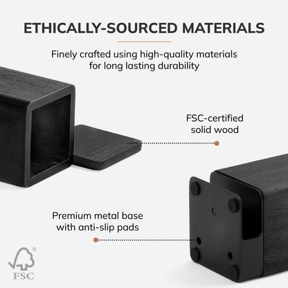 Mango Wood Desk Organizer & Coaster Set | Black/Black