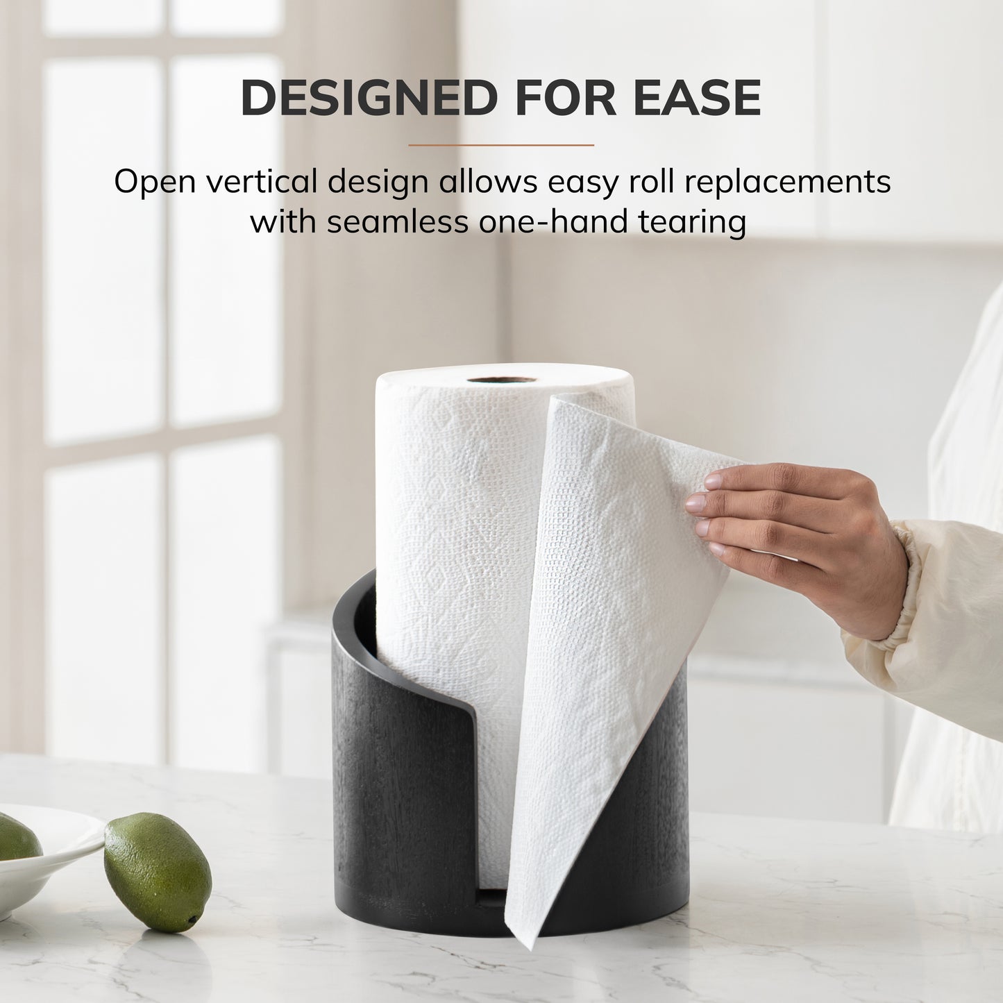 Mango Wood Gisele Paper Towel Holder - Black