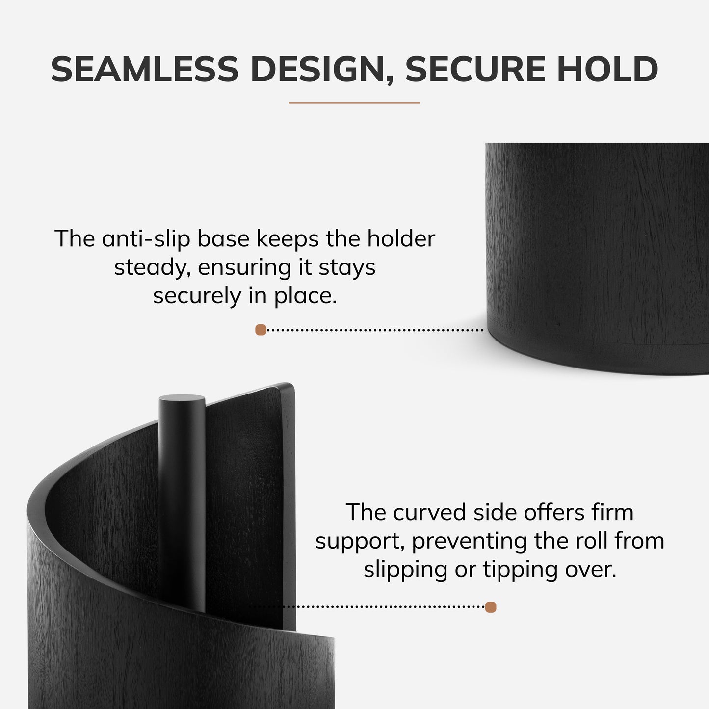 Mango Wood Gisele Paper Towel Holder - Black