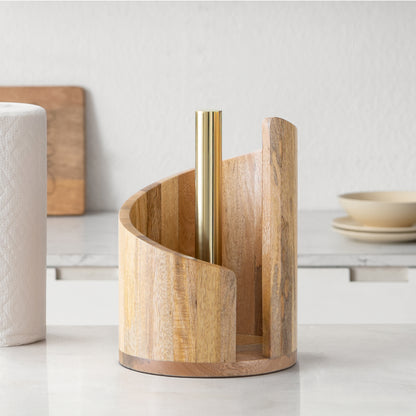 Mango Wood Gisele Paper Towel Holder - Natural
