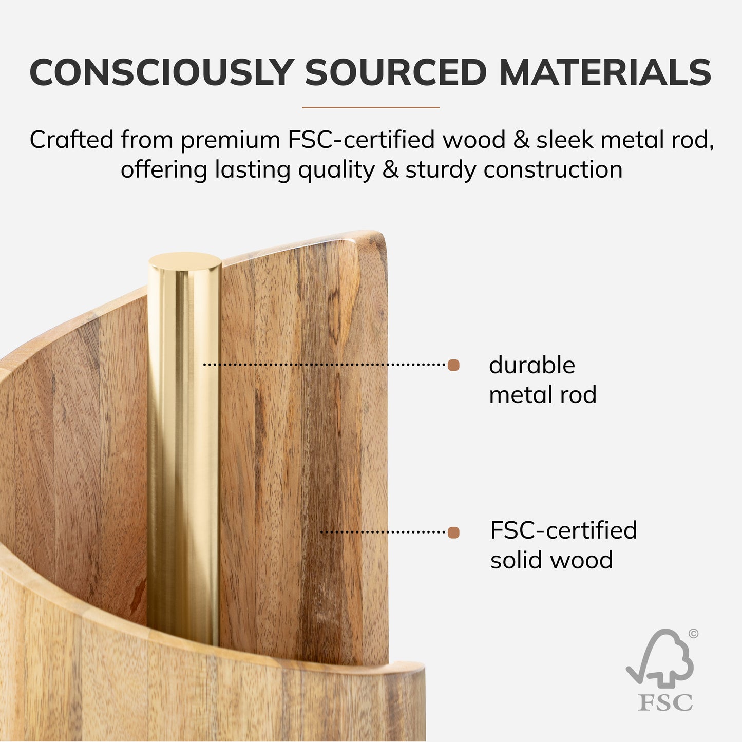 Mango Wood Gisele Paper Towel Holder - Natural