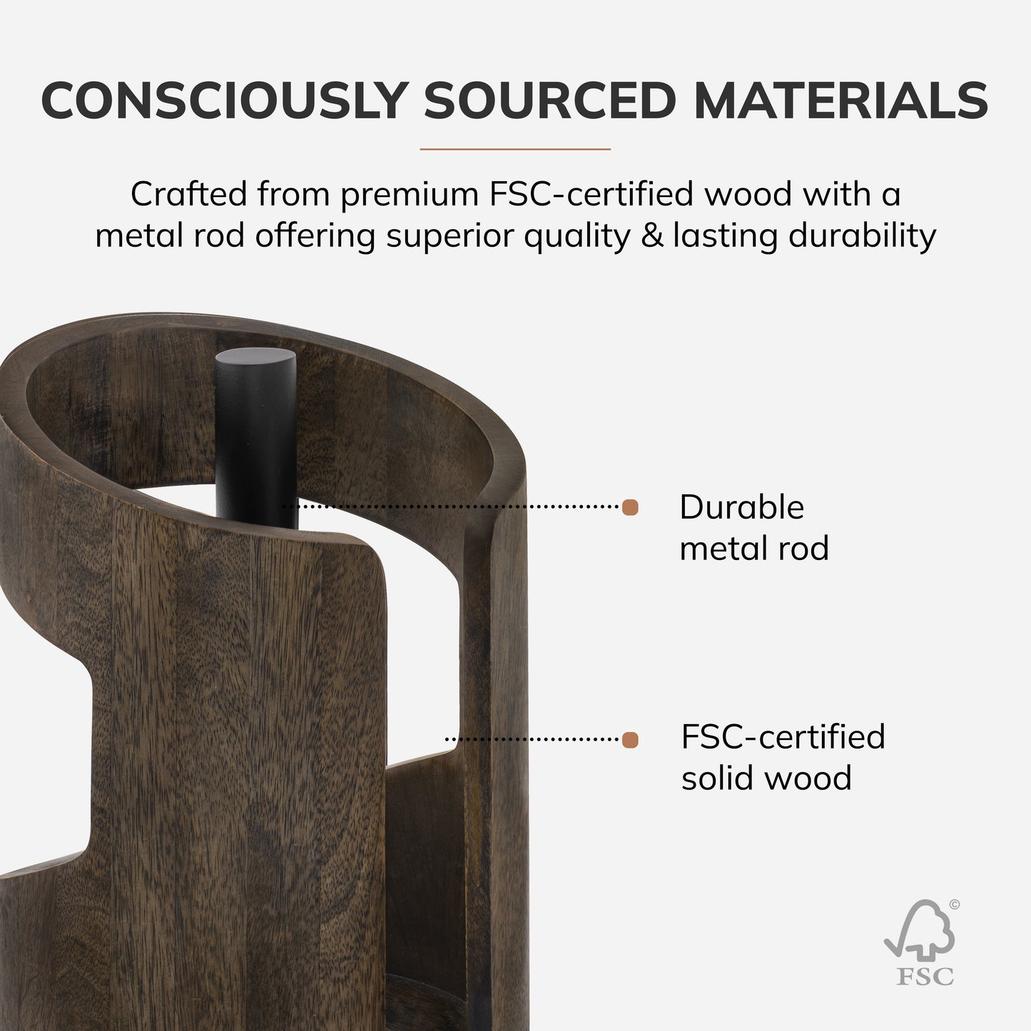Mango Wood Amélie Paper Towel Holder
