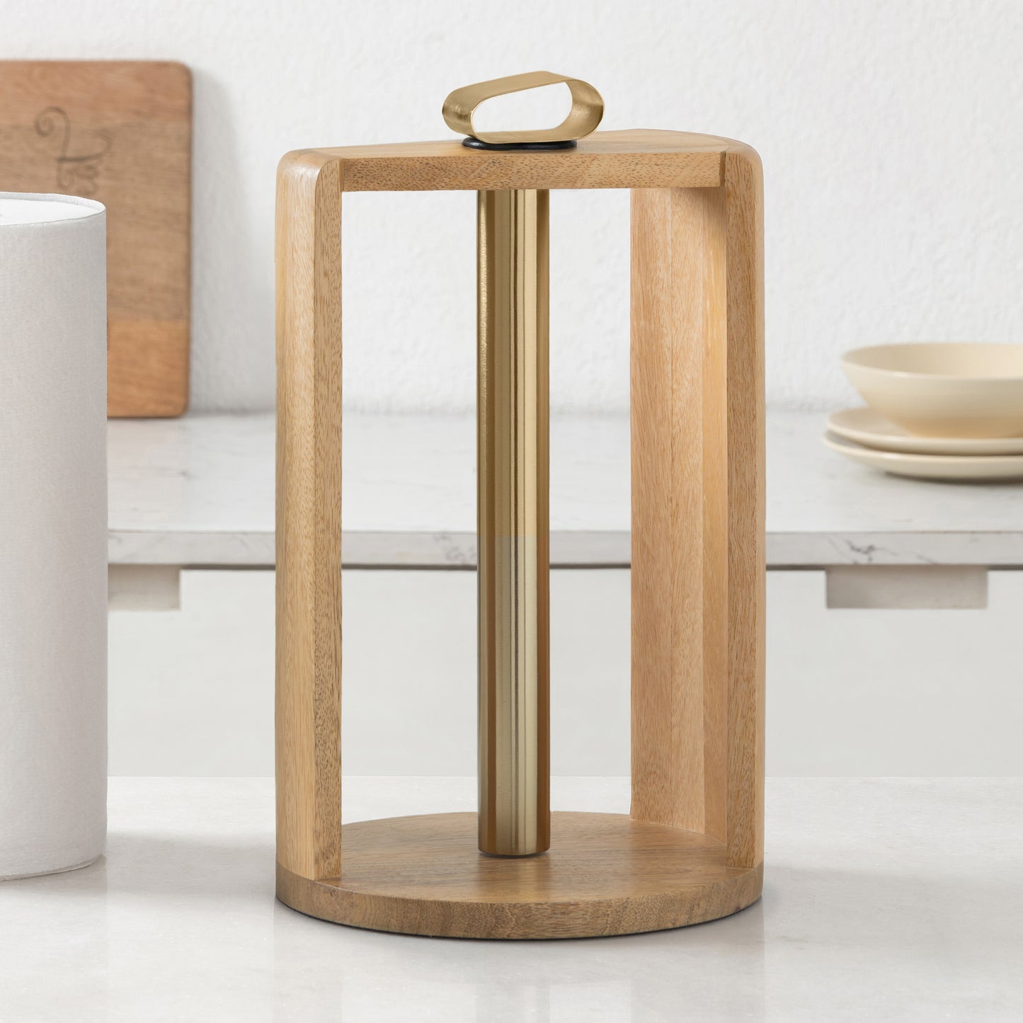 Mango Wood Colette Paper Towel Holder