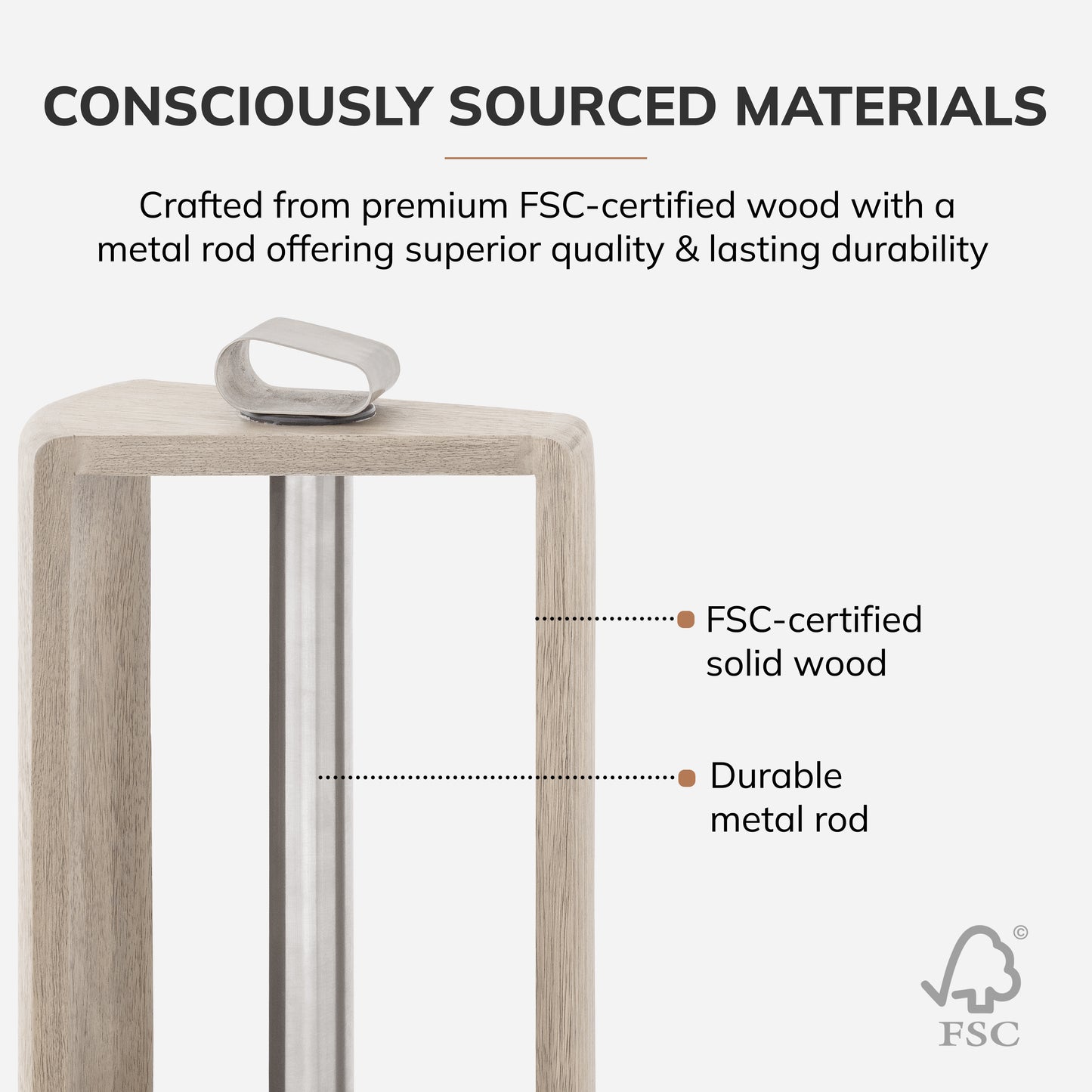 Mango Wood Colette Paper Towel Holder