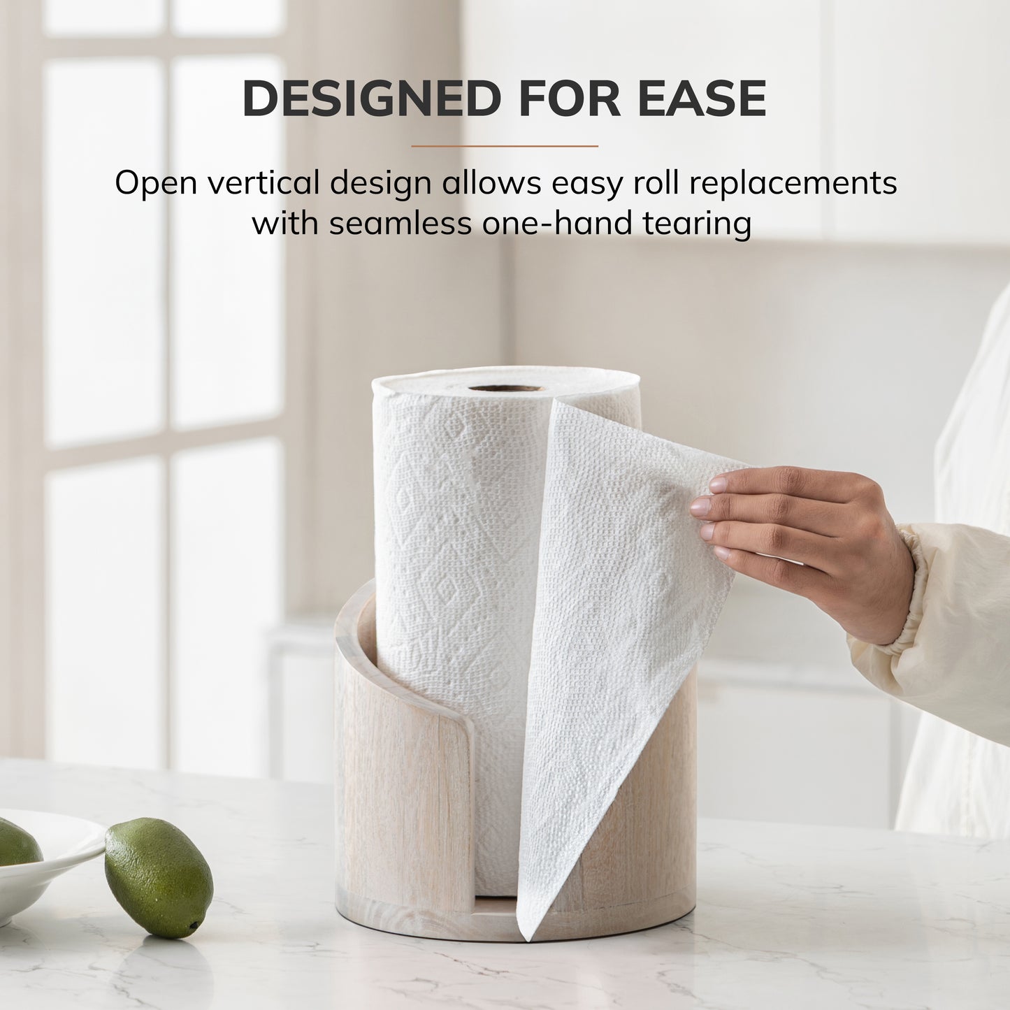 Mango Wood Gisele Paper Towel Holder - White Wash