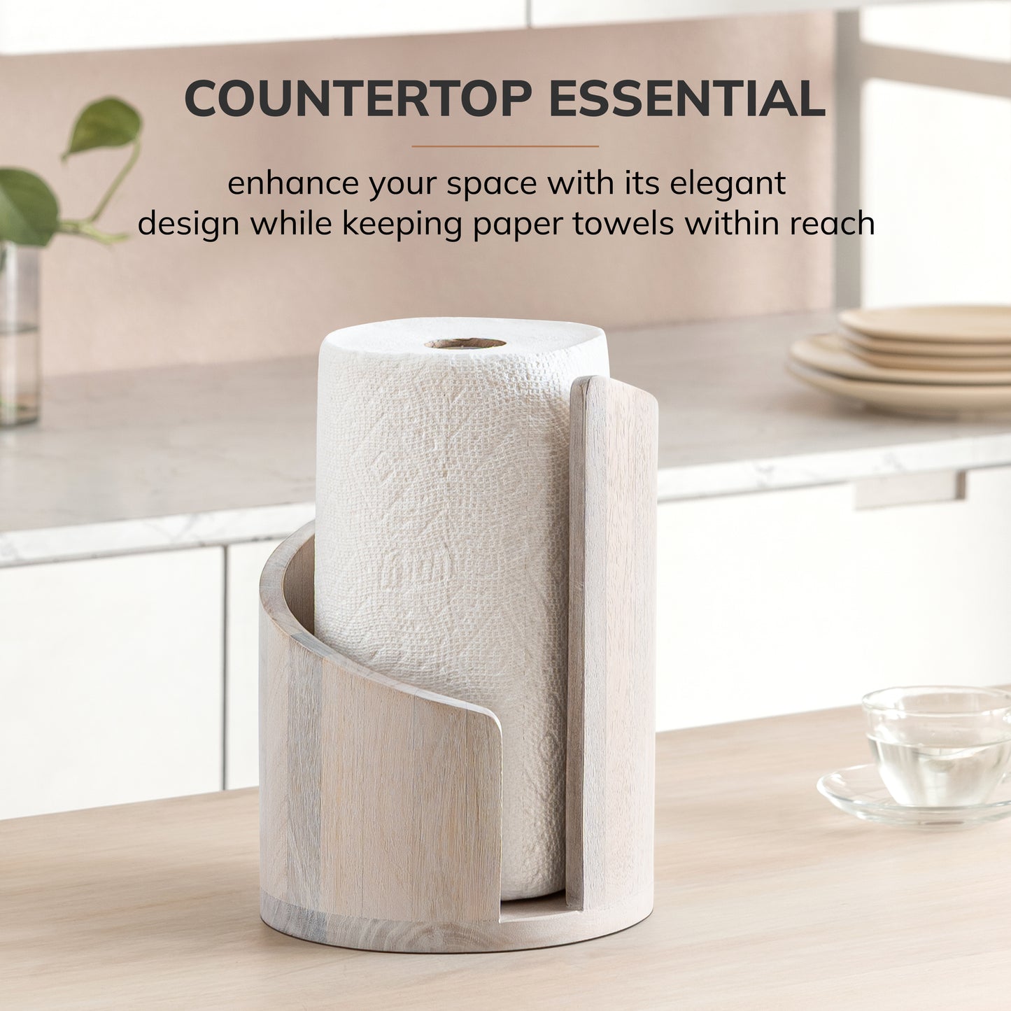 Mango Wood Gisele Paper Towel Holder - White Wash