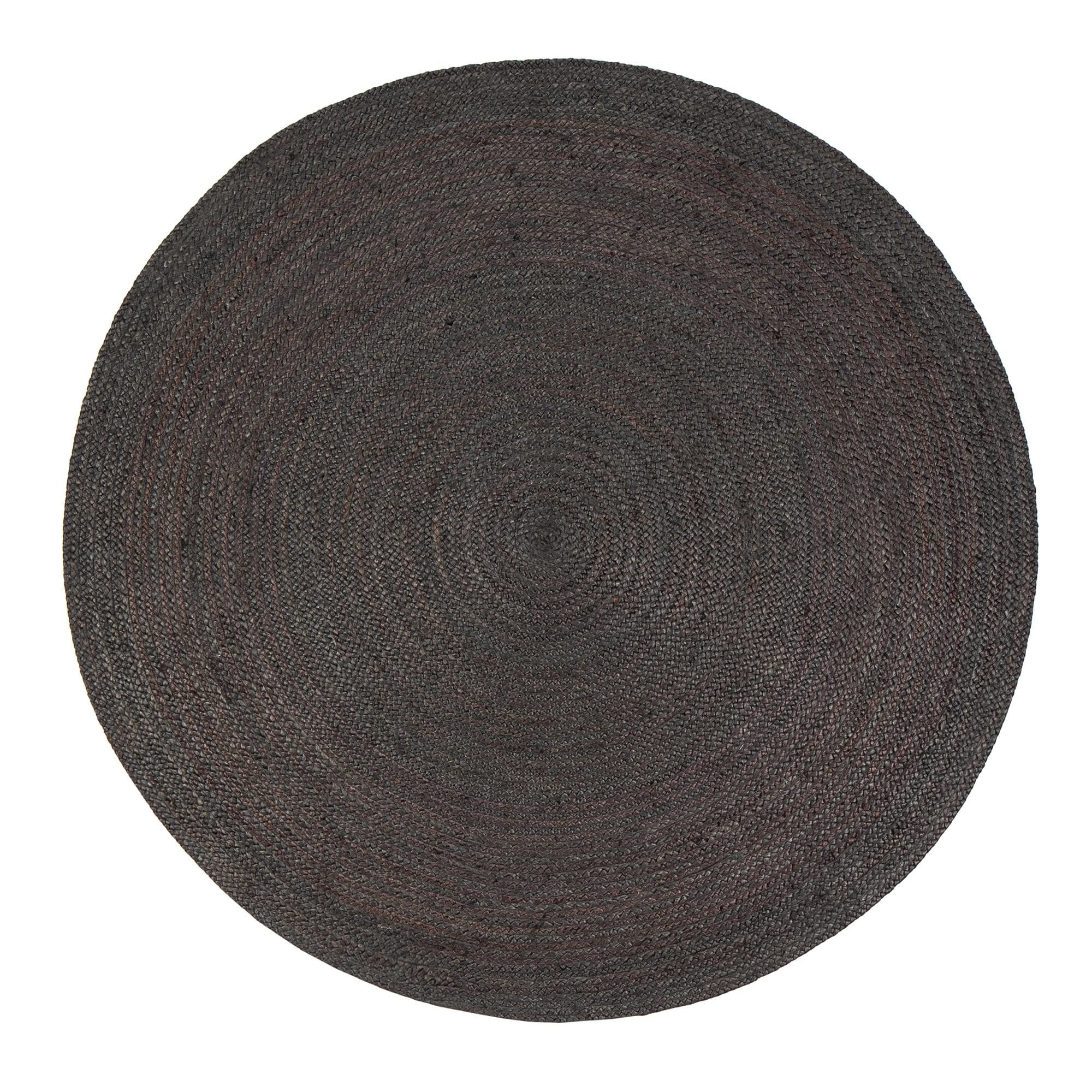 Kerala Gray Round Oval Jute Area Rug