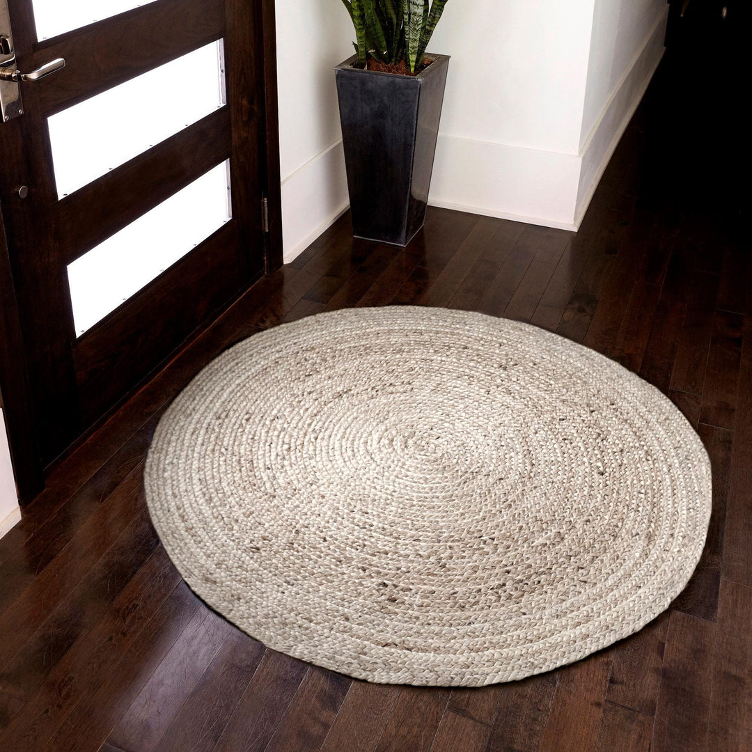 Kerala Ivory Round Oval Jute Area Rug Anji Mountain