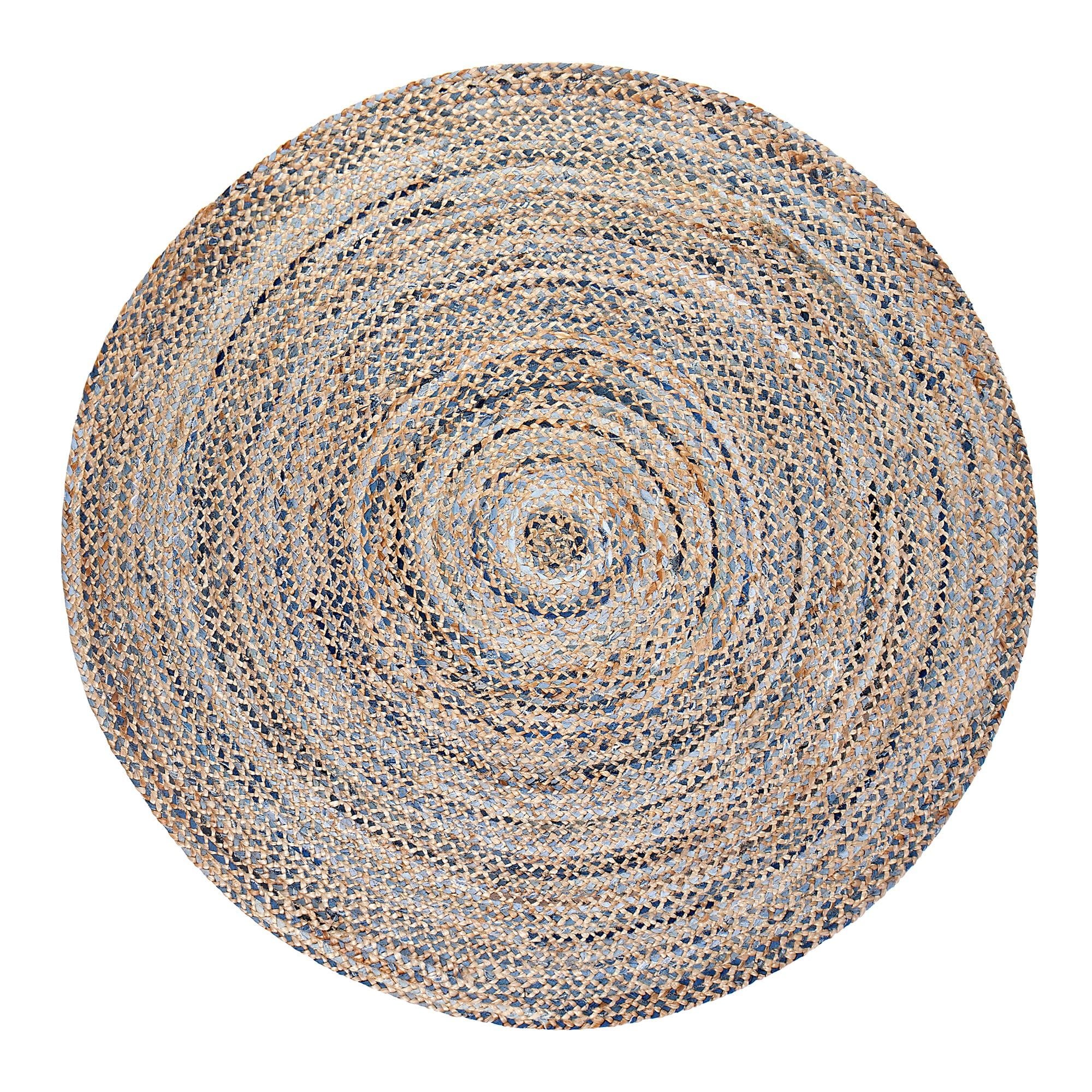 Mexicali Tan Gold Blue Denim Jute Area Rug