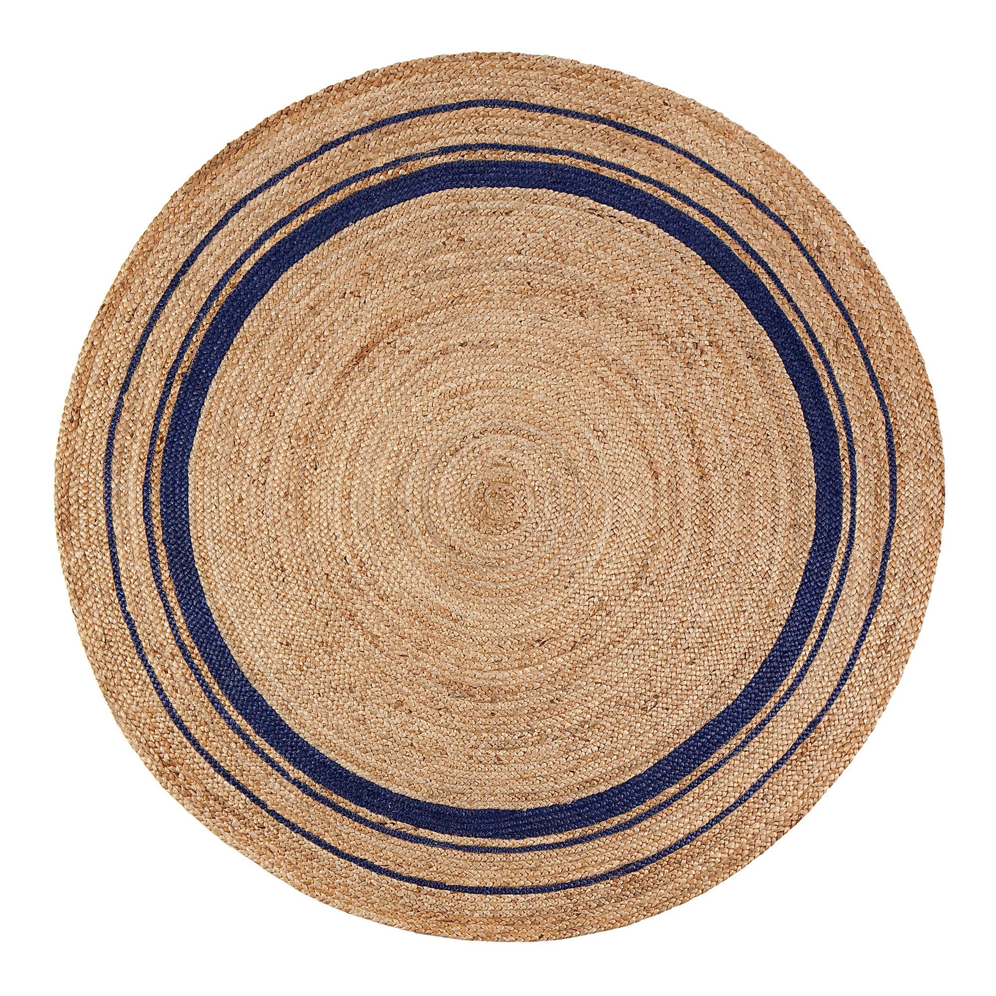 Kerala Midnite Tan Gold Blue Jute Area Rug