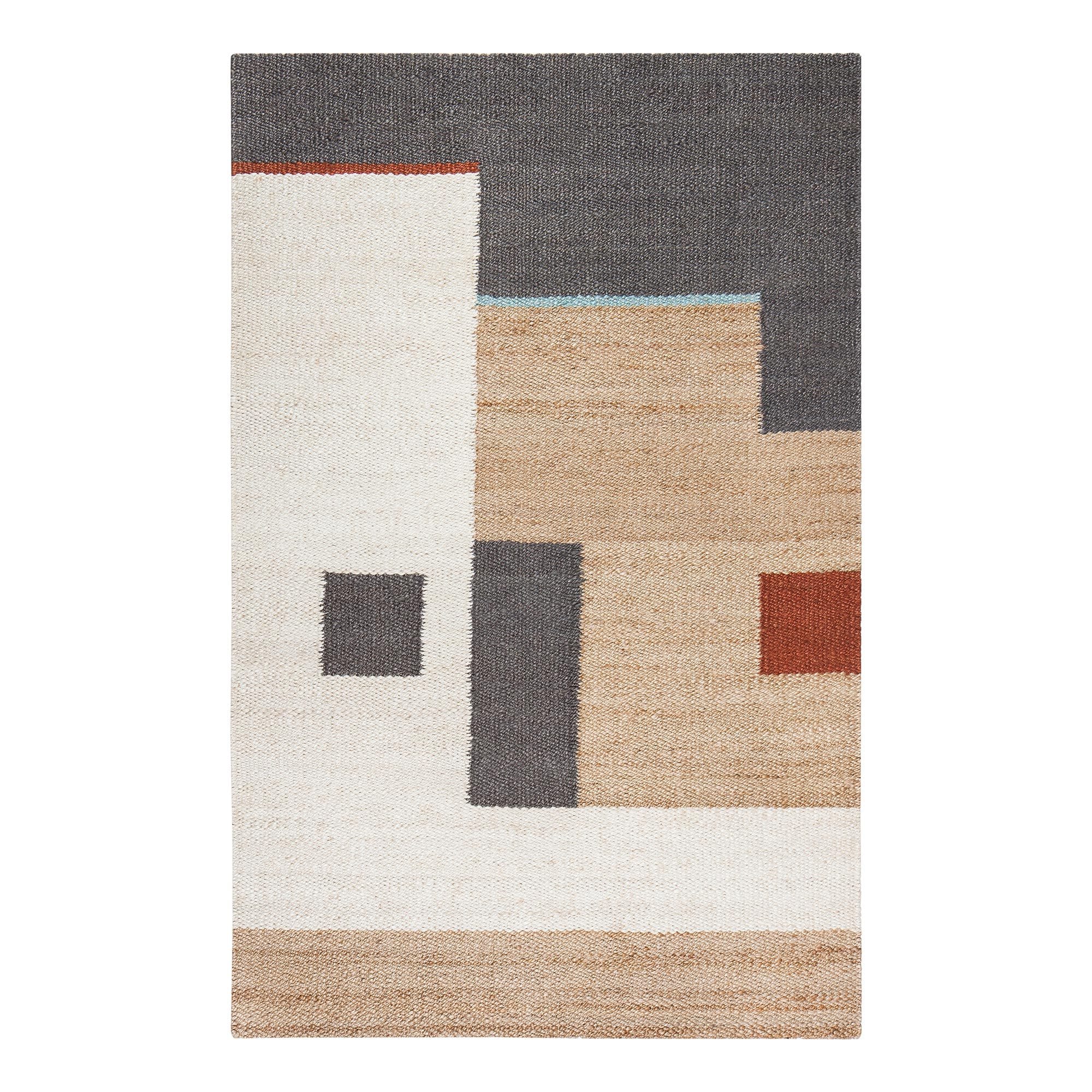 Heera Ivory Tan Gray Multi Red Jute Area Rug