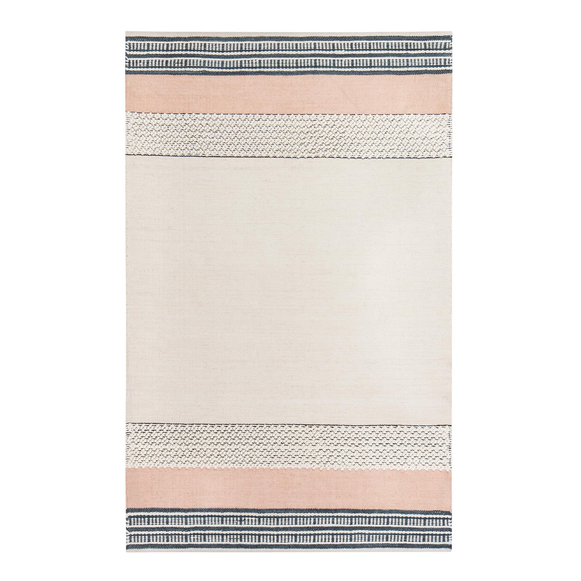 Sultana Ivory Blue Red Jute Wool Cotton Area Rug