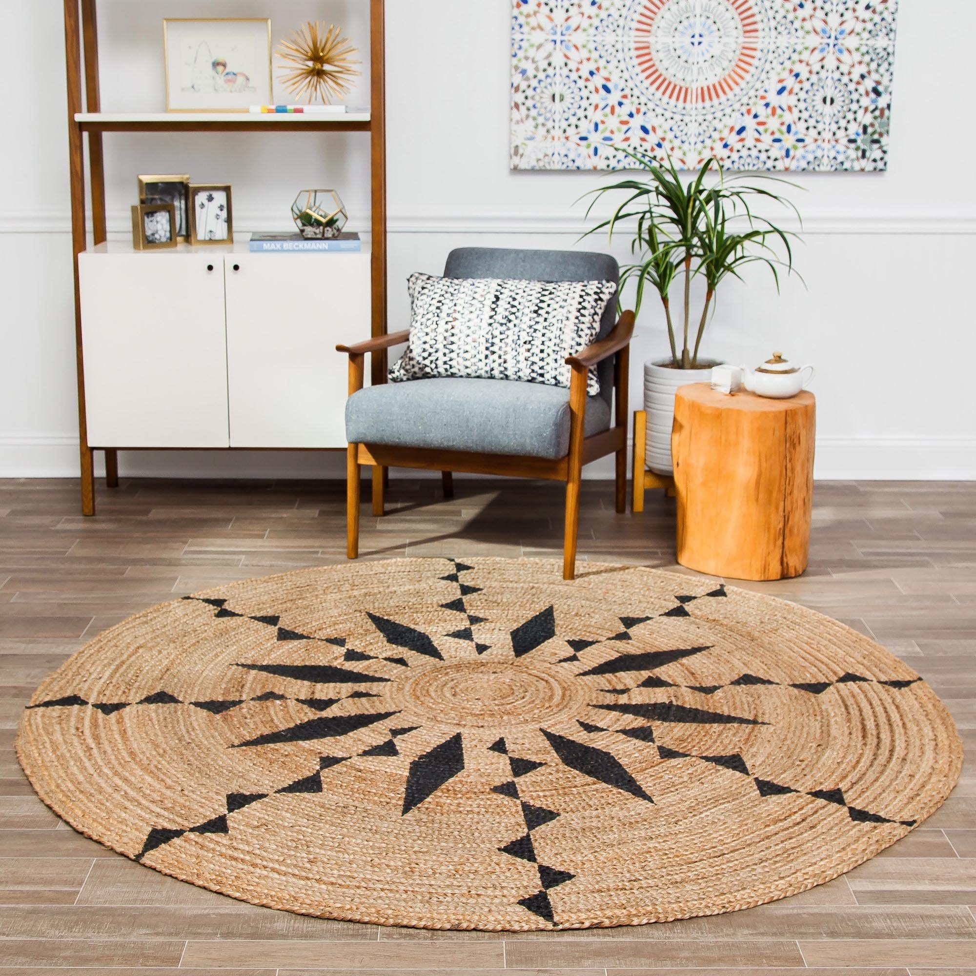 Cuitláhuac Tan Black Jute Area Rug – Anji Mountain