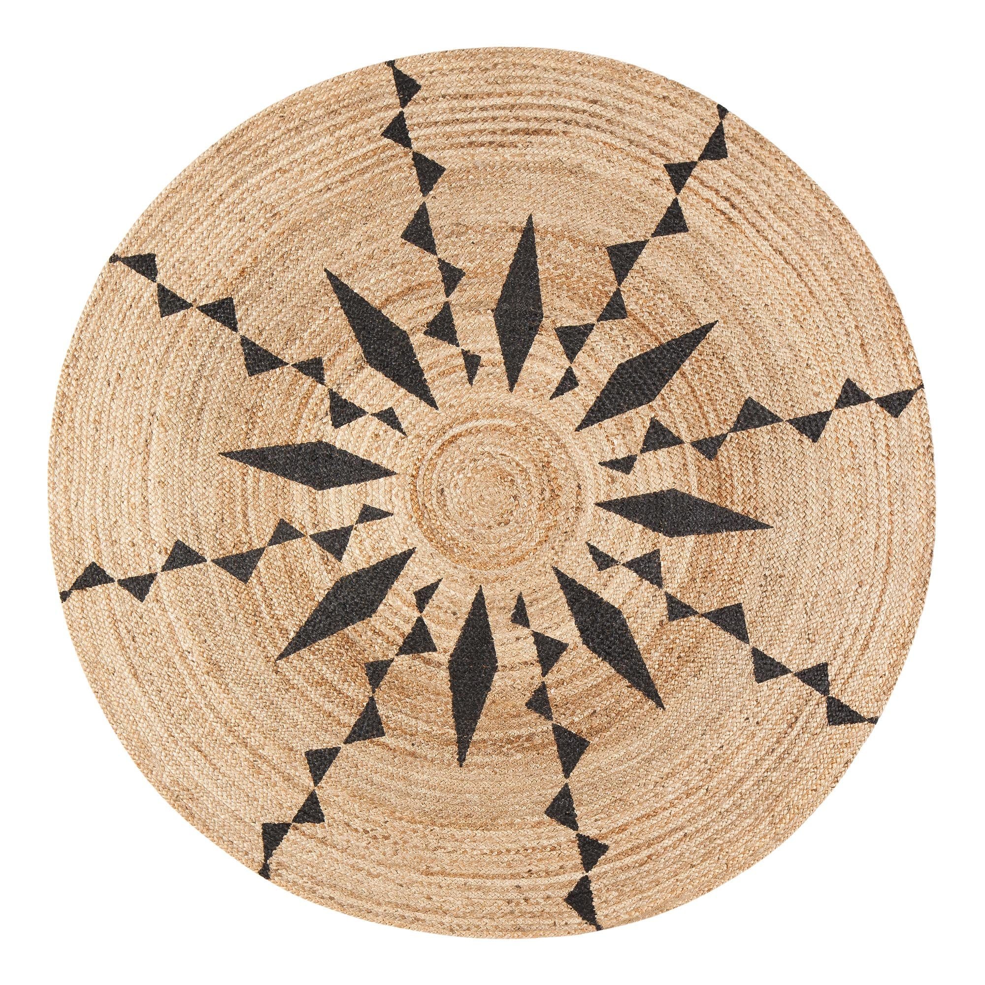 Cuitláhuac Tan Black Jute Area Rug – Anji Mountain