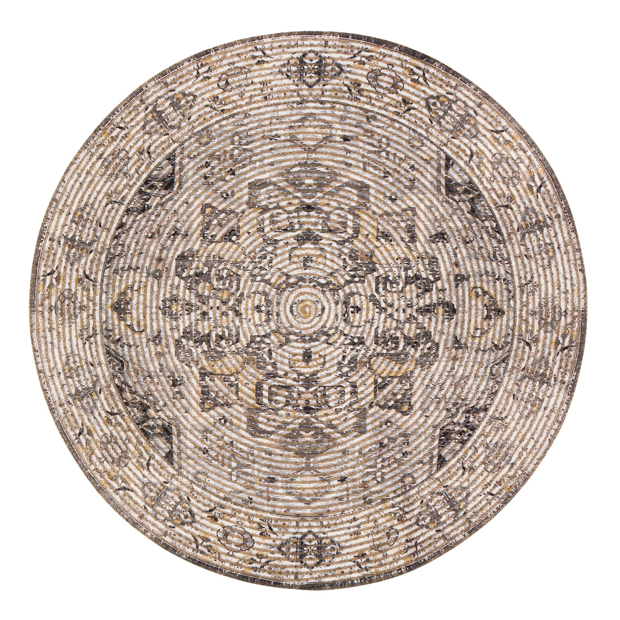 Zagros Brown Gray Jute Polyester Cotton Area Rug