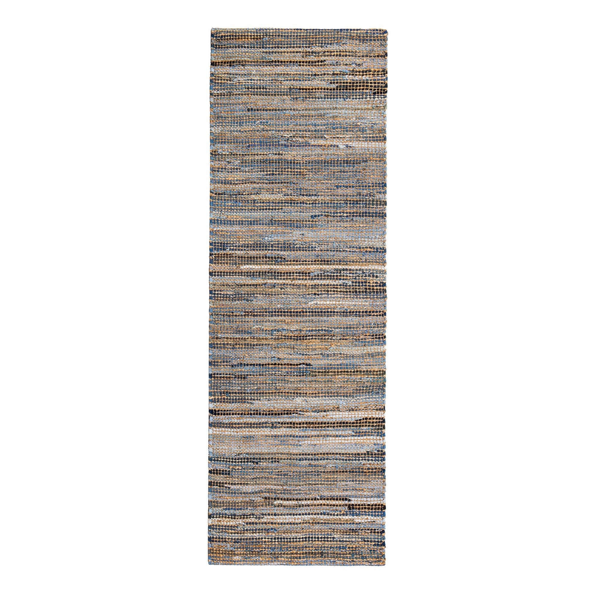 American Graffiti Tan Blue Upcycled Denim Jute Area Rug – Anji Mountain